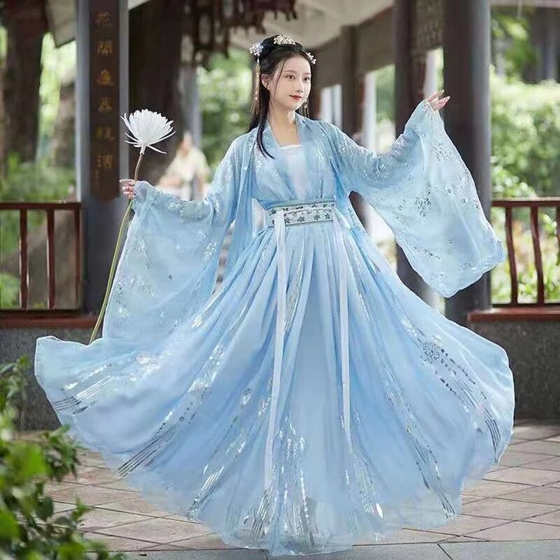 أزياء صينية تقليدية للنساء ، فستان هانفو خرافي ، رقص شعبي ، تطريز عتيق ، زي الأميرة ، صوفي