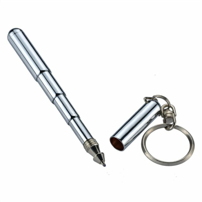 المحمولة اللوازم المكتبية المدرسية التخييم في الهواء الطلق أدوات تصغير أداة القلم الفضة قلم صغير المعادن حلقة رئيسية أقلام الحبر