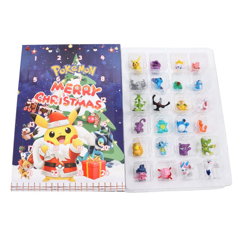 3 أنواع 24 قطعة البوكيمون عيد الميلاد تقويم القدوم صندوق ألعاب شخصيات الحركة أنيمي الشكل ألعاب أطفال صندوق البوكيمون جيتس