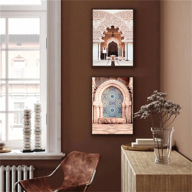 ملصق قماشي بباب مغربي ، مطبوعات فن الخط الإسلامي ، لوحة جدارية دينية ، صورة عربية ، ديكور غرفة المعيشة