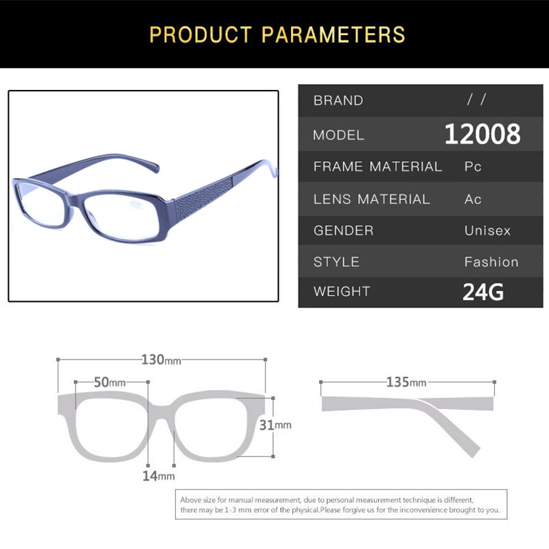 عالية درجة نظارات للقراءة غير قابلة للكسر طويل النظر نظارات بعيد النظر مع 5 ديوبتر 6 ديوبتر + 400/+ 450/+ 500/+ 550/+ 600