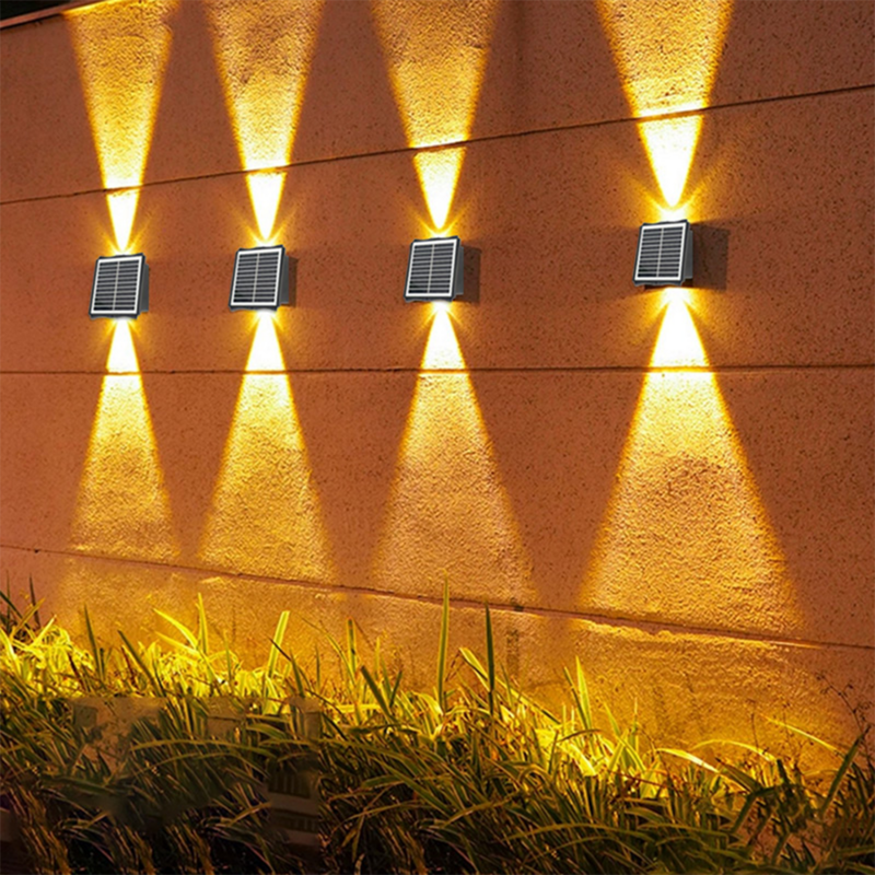 مصباح جداري شمسي مقاوم للماء ، مصابيح شمسية خارجية ، عدسة محدبة علوية وسفلية ، إضاءة للمنزل ، الحديقة ، الشارع ، المناظر الطبيعية Dec