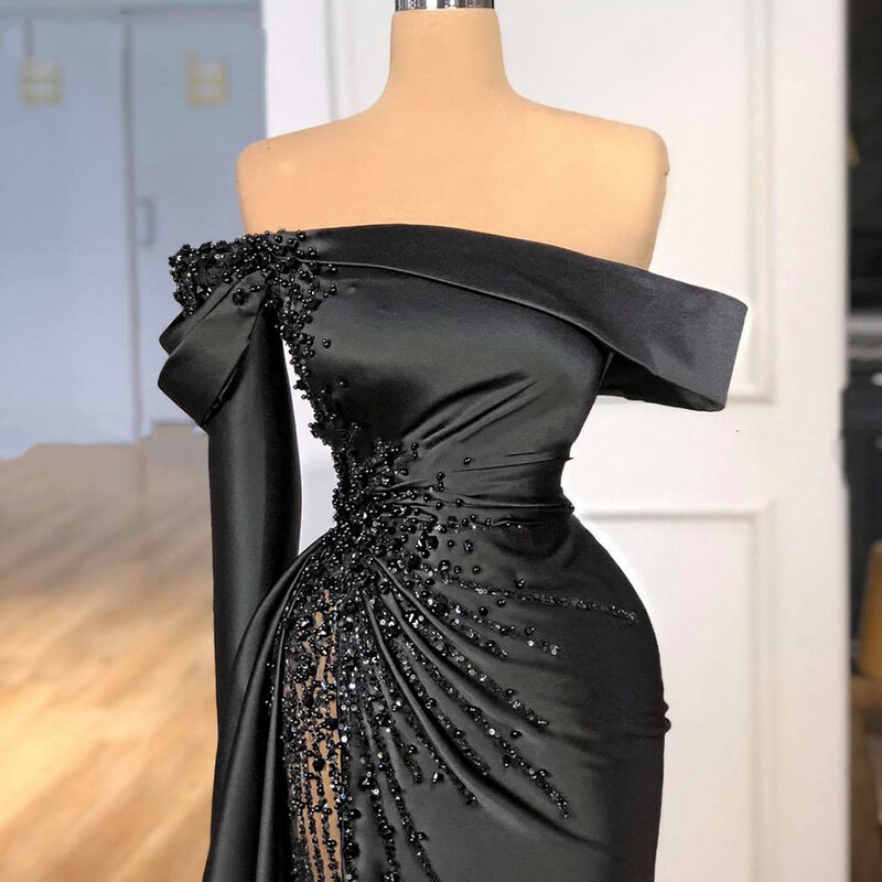 فستان سهرة فاخر من On Zhu مكشوف الأكتاف باللون الأسود لحفلات حورية البحر ، فستان رسمي طويل للحفلات الراقصة الليلية 2022
