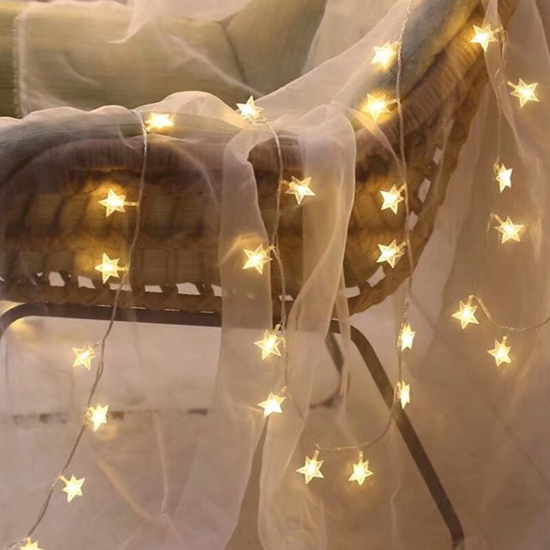 شجرة عيد الميلاد نجوم LED سلسلة أضواء ، راية الديكور ، المنزل ، شجرة عيد الميلاد ديكور ، الجنية قلادة ضوء ، 1 قطعة ، 2023