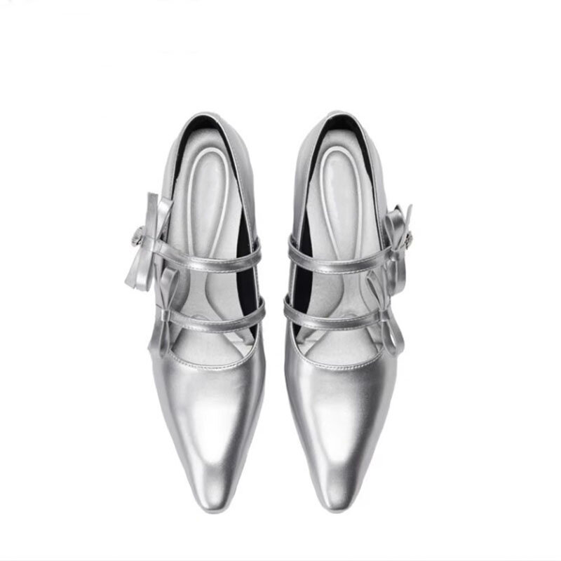 حذاء ماري جين بكعب مكتنز للنساء ، مضخات القوس ، الربيع والصيف ، إصبع مدبب جديد ، أحذية جلدية صغيرة ، فتاة فرنسية ، تصميم الأزياء ،