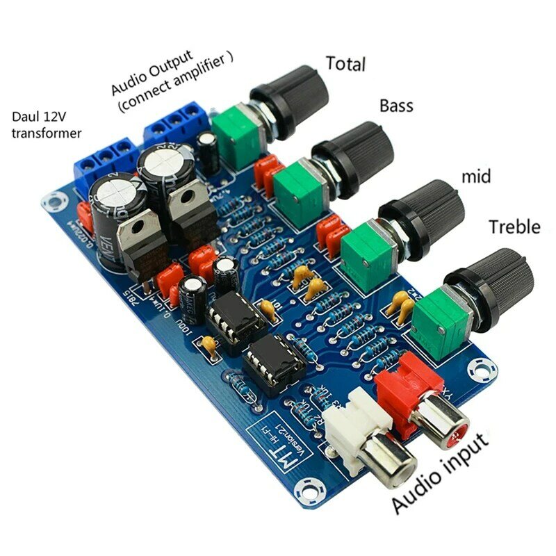 مكبر للصوت NE5532 Preamp Preamplifier وحدة التحكم في مستوى الصوت لوحة الانتهاء من ثلاثة أضعاف Midrange باس EQ لتقوم بها بنفسك التيار المتناوب المزدوج 12 فولت-18 فولت