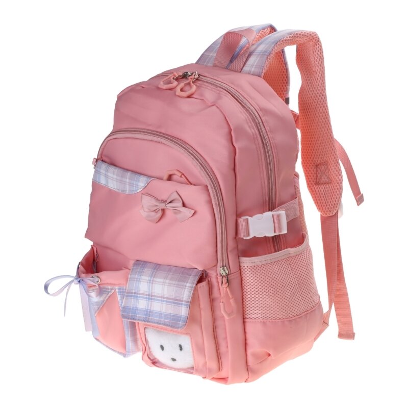 Bowknot حقيبة الظهر النايلون حقيبة مدرسية للمراهقين الفتيات الأطفال حقيبة الطالب عادية Daypack كتاب حقائب