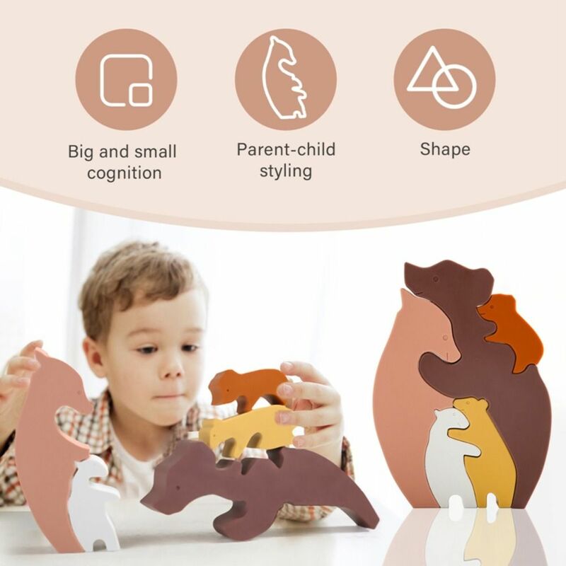 ألعاب منشئ أرنب سهل الاستخدام للأطفال التراص اللعب الحيوان بانوراما الطفل اللبنات سيليكون كتل الألعاب