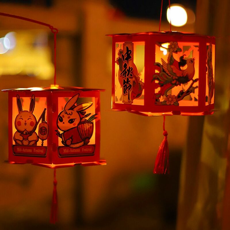 فانوس زهرة أرنب عتيق لطيف ، إسقاط مهرجان منتصف الخريف القديم ، إضاءة الأعياد ، النمط الصيني ، ديي