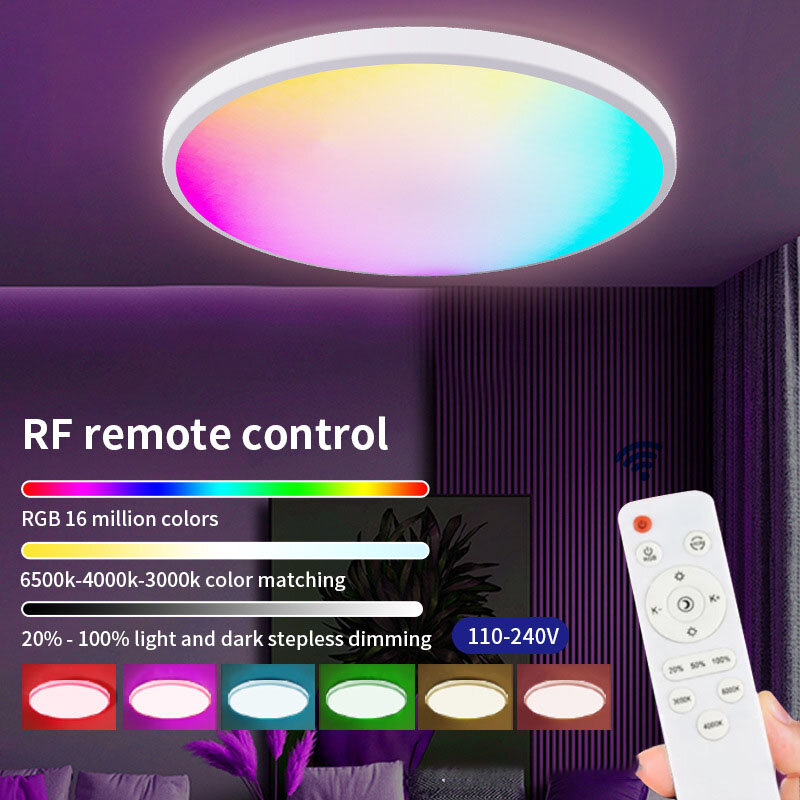 Rgb ضوء السقف led مع جهاز التحكم عن بعد rf ، 24 واط ، تغيير اللون ، أفضل لغرفة المعيشة ، غرفة النوم ، الديكور الداخلي ، الغلاف الجوي