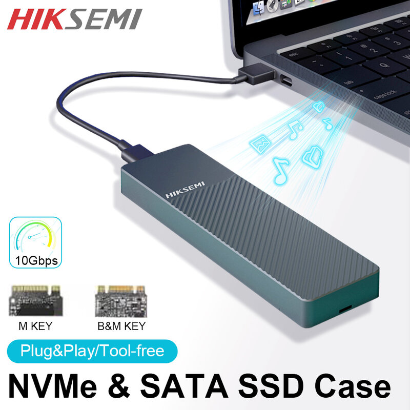 HIKSEMI-SATA SSD الضميمة ، NVME الضميمة ، أداة مجانية ، محول خارجي ، USB C 3.1 ، PCIe Case ، SSD ، PCIe M.2 ، محمول ، 10Gbps