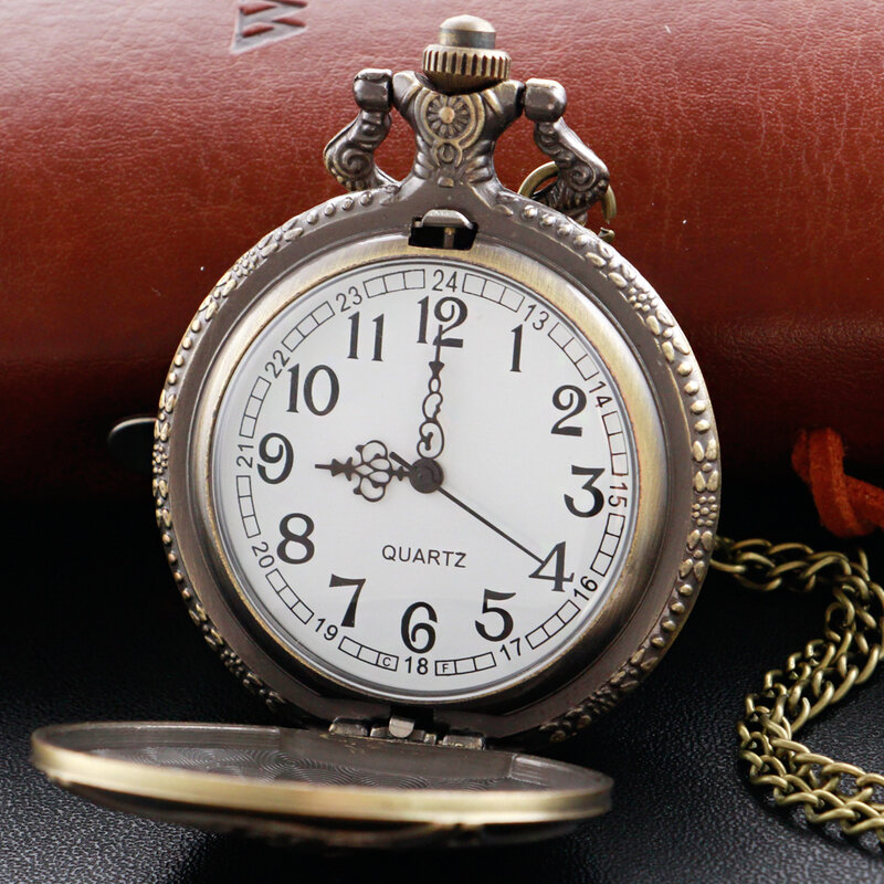 خمر البرونزية مكافحة الحرائق أداة البخار فاسق كوارتز ساعة الجيب للرجال والنساء العام ديكور قلادة مجوهرات هدية