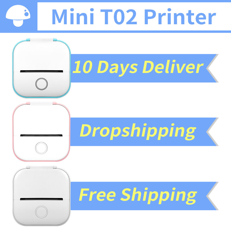 【الروبوت 】 phomemo T02 طابعة حرارية محمولة طابعة صغيرة الطباعة الحرارية آلة جيب بطاقة لاصقة لصيقة علامة مختلفة