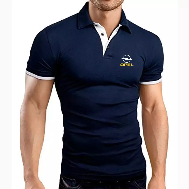 قميص بولو بأكمام قصيرة أحادية اللون للرجال ، شائع ومريح ، قميص بولو غير رسمي للشباب ، أعمال أوبل الصيفية ، طباعة جديدة ، ومناسب