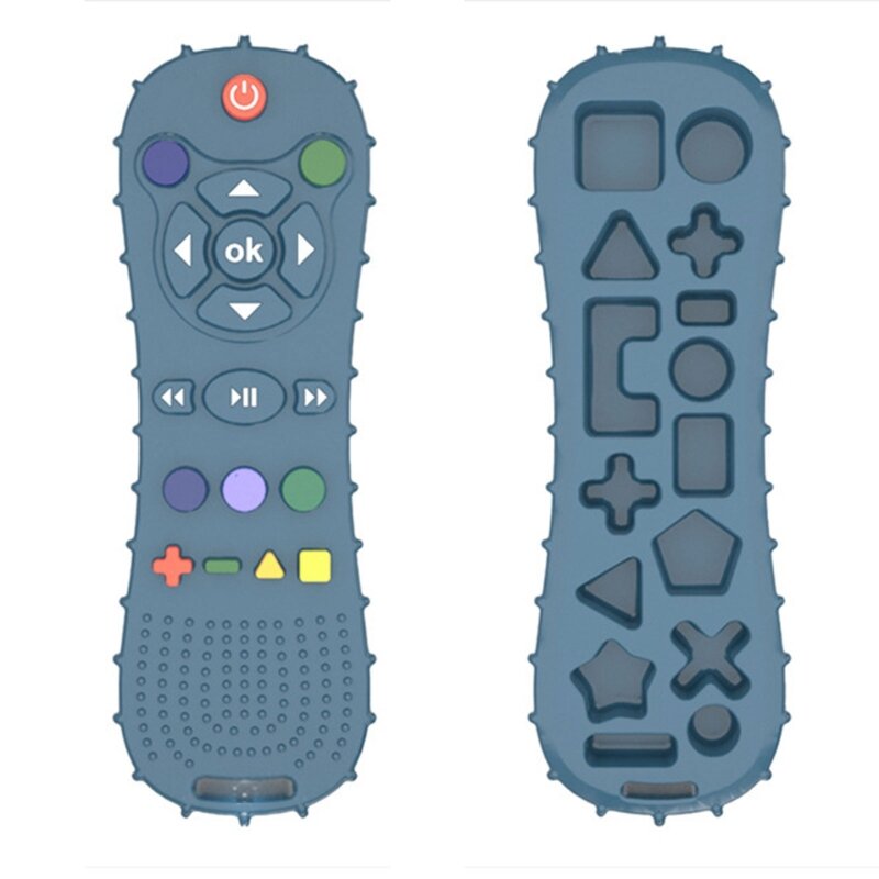 77HD لعبة التسنين من السيليكون على شكل جهاز تحكم عن بعد للأطفال من عمر 0 ​​إلى 12 شهرًا لعبة تسنين للأطفال خالية من مادة BPA