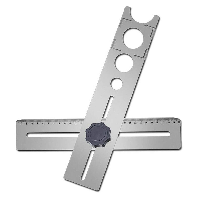 متعدد الوظائف الفولاذ المقاوم للصدأ بلاط السيراميك ثقب محدد حاكم 360 درجة قابل للتعديل اللكم أدوات قياس اليد