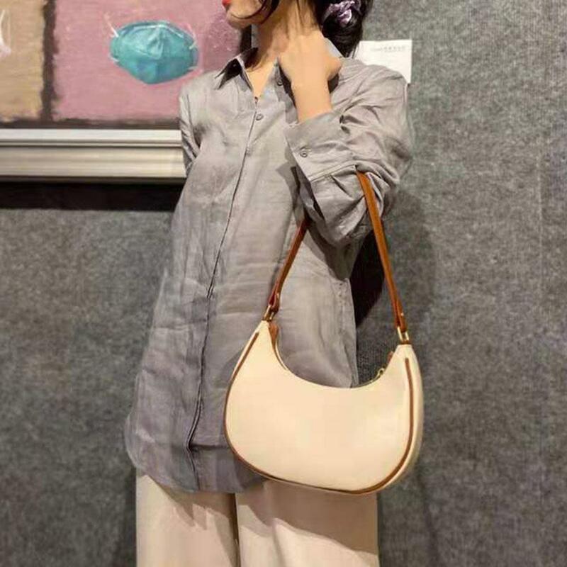 ريترو بو حقيبة يد جلدية للنساء ، نصف 4 الرمز البريدي حقيبة ، القمر تحت الإبط ، الكتف عادية ، بسيطة ، بلون ، والأزياء ، L9S6