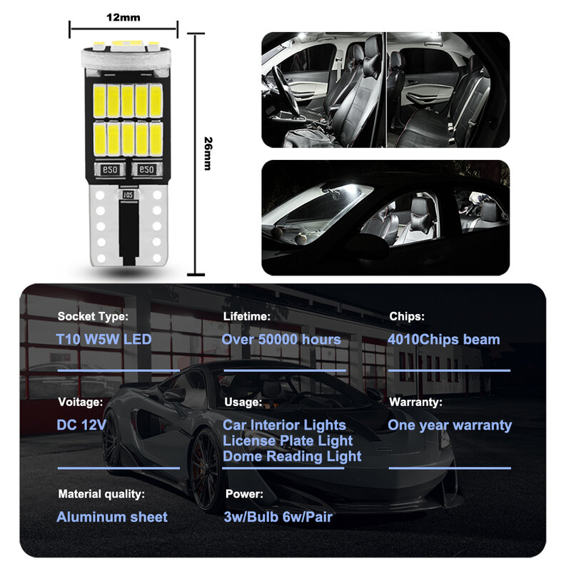 NLpearl 2/10x W5W T10 Led لمبات Canbus 4014 SMD 6000K 168 194 Led 5w5 سيارة الداخلية قبة القراءة لوحة ترخيص ضوء مصباح إشارة