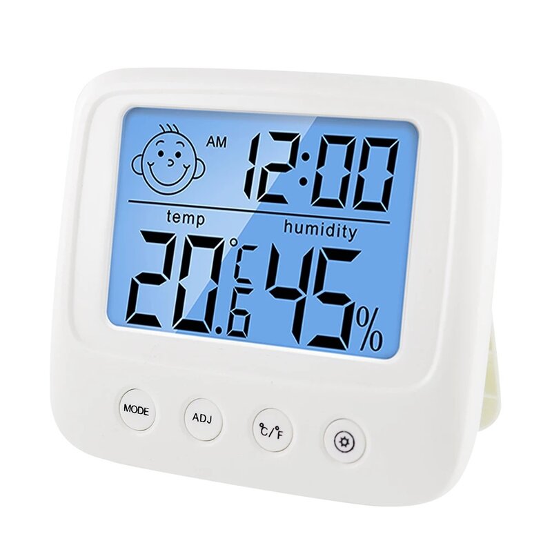 داخلي الرقمية LCD ميزان الحرارة متعدد الوظائف ، استشعار درجة الحرارة مريحة ، الرطوبة متر ، الوقت ، التاريخ ، الرطوبة