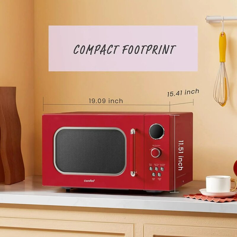 جهاز توقيت الطبخ الأحمر متعدد المراحل للمطبخ ، الميكروويف الرجعية ، سريع ، القرص الدوار ، وظيفة إعادة تعيين ، وظيفة كتم الصوت ، 900 واط