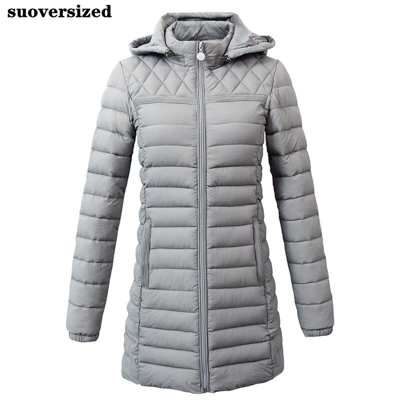 معطف شتوي كبير الحجم 5XL مبطن بالقطن معطف سميك متوسط الطول سترات نسائية دافئة معاطف أساسية متينة ملابس الثلوج ملابس خارجية