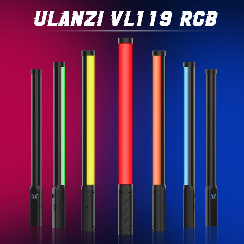 Ulanzi يده RGB ضوء عصا ملونة ، عصا إضاءة LED ، CRI 95 + 2500K-9000K ، مصباح استوديو التصوير الفوتوغرافي ، VL119 ، 19.68"