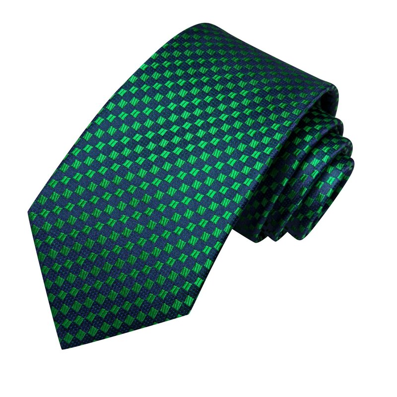 طقم ربطة عنق جاكار للرجال ، أزرار أكمام هانكي ، مصمم ربطة عنق عالية ، منقوشة خضراء ، ملحق أنيق ، زفاف ، عمل ، حفلة