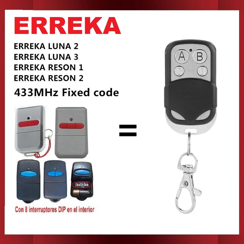 جهاز التحكم عن بعد لمرآب ERREKA ، استنساخ ، ERREKA ، LUNA ، جهاز إرسال الباب ، ERREKA ، RESON ، 433.92MHz ، رمز ثابت ، أمر المرآب