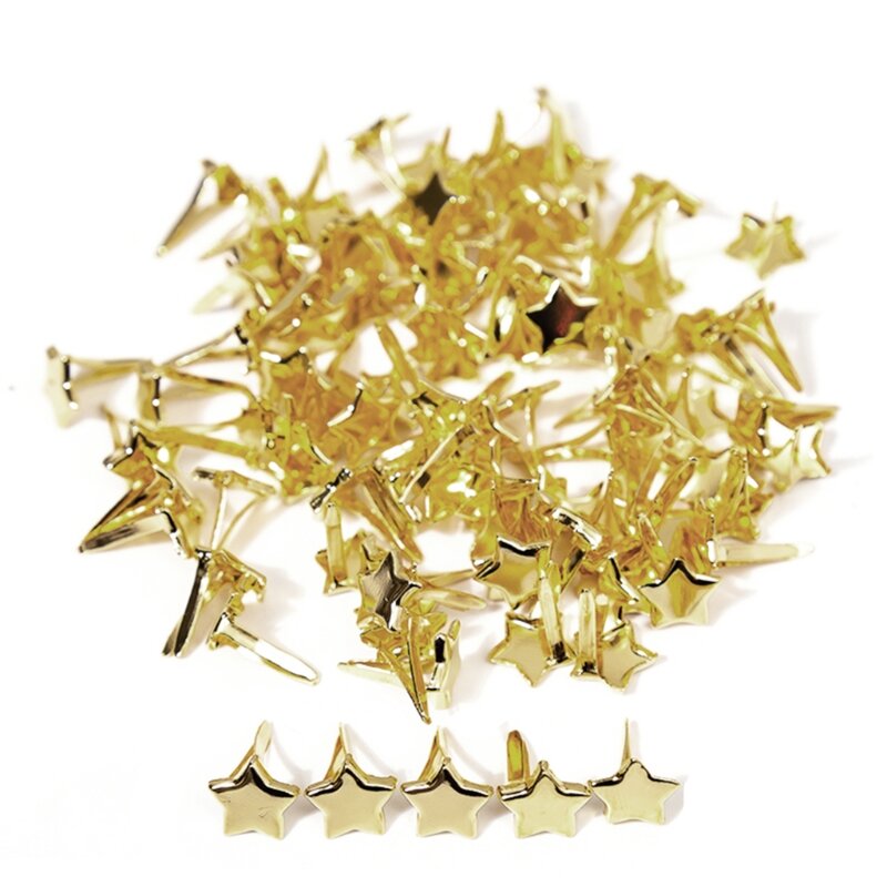 100 قطعة من مشابك المشابك الصغيرة على شكل نجمة ذهبية لدبابيس الرأس المقسمة 10 × 13 دروبشيب