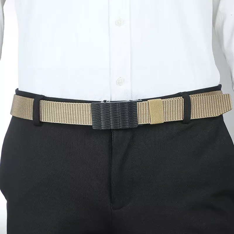 حزام من قماش النايلون للرجال ، مشبك أوتوماتيكي ، مصمم للعمل الجينز ، حزام ذكر ، أزياء غير رسمية ، ZX011