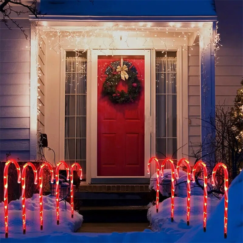أضواء LED قصب الحلوى مع حصص ، 2 فولت ، 100MA الألواح الشمسية ، 8 طرق ، أضواء علامة المسار ، عيد الميلاد ، في الهواء الطلق ، الفناء ، حديقة ، ديكور الممر