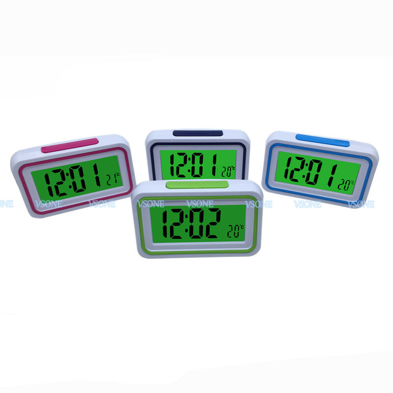 البرتغالية يتحدث LCD منبه رقمي على مدار الساعة مع ميزان الحرارة ، مضاءة الظهر ، للمكفوفين أو الرؤية المنخفضة ، 4 ألوان
