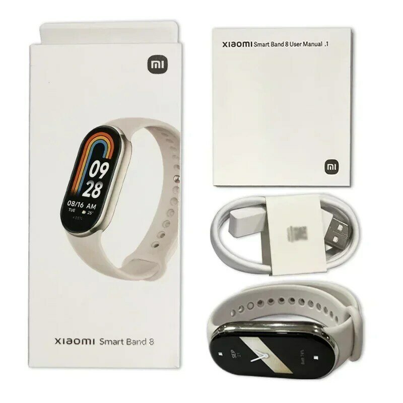 سوار شاومي مي باند 8 الذكي ، الإصدار العالمي ، مقاوم للماء ، الأكسجين في الدم ، اللياقة البدنية ، شاشة amoled 1.62 ، الإصدار العالمي