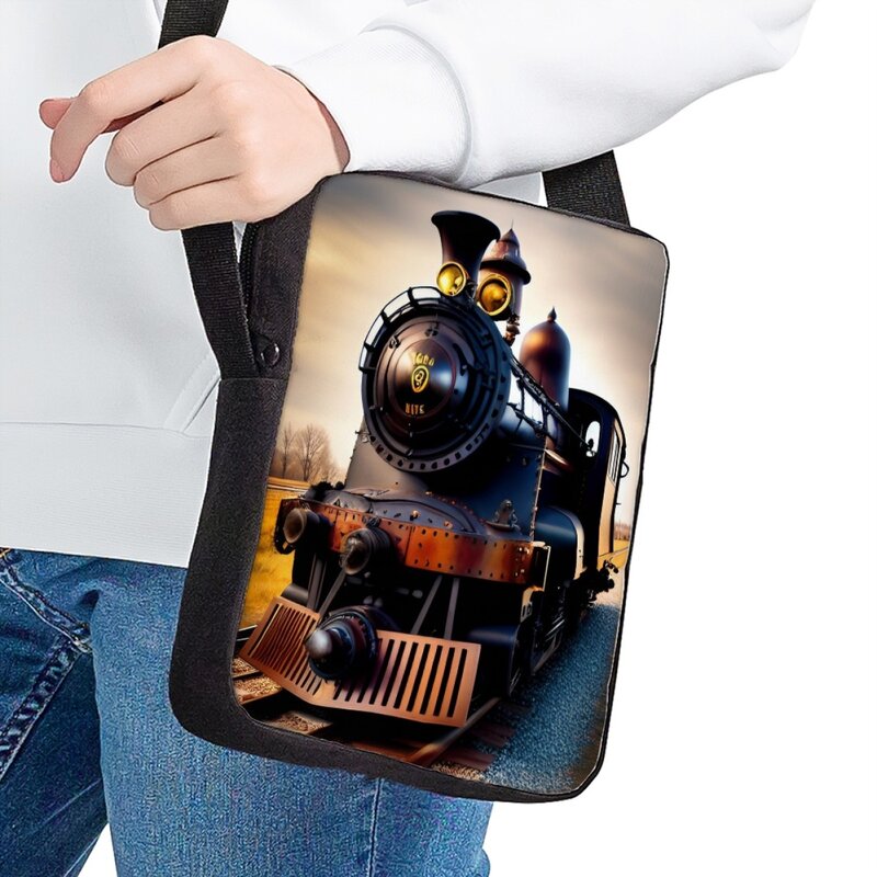 حقيبة صغيرة للأطفال موضة جديدة تتحرك نمط القطار طباعة حقيبة الكتف العملي قابل للتعديل اليومية Crossbody حقيبة مدرسية