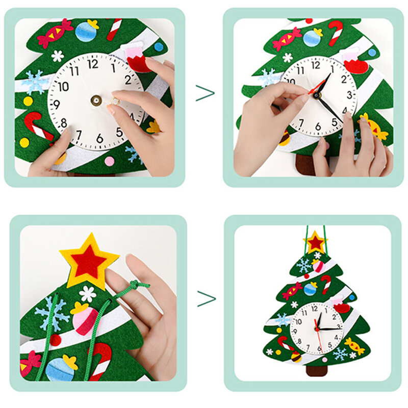 طفل عيد الميلاد ساعة يمكنك تصميم واجهتها بنفسك اللعب الحرف اليدوية مونتيسوري الفنون الحرف الأطفال التعليم الإدراك الساعات لعب هدايا عيد الميلاد