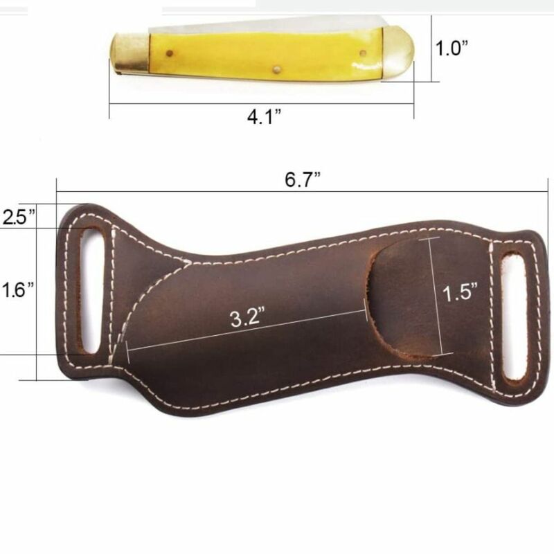 سكين بني مطوي من جلد البقر ، معدات حمل خارجية ، أداة غمد ، حقيبة تخييم ، جديد ، 16.5x6.5cm