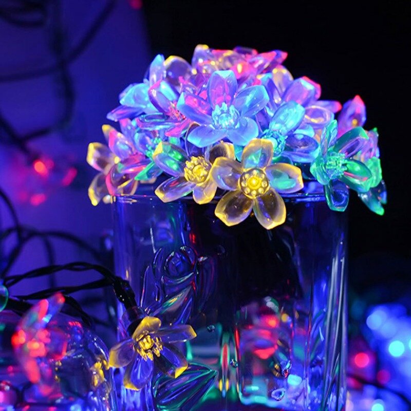 زهر الكرز LED ضوء سلسلة أضواء زهرة اصطناعية بطارية تعمل بالطاقة الشمسية توريد حفلة عيد الميلاد حديقة الفناء الخلفي الديكور