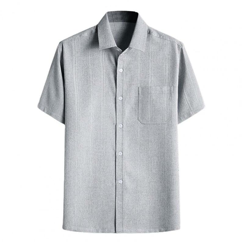 الرجال قميص مخطط واحدة الصدر الصيف مزاجه قميص فضفاض المناسب لارتداء اليومي