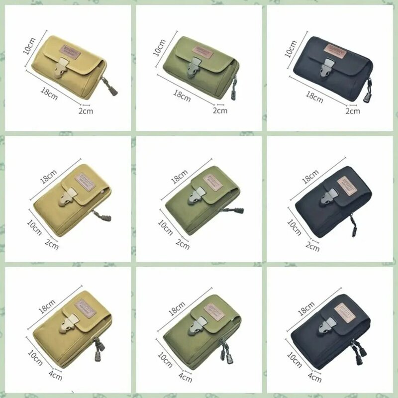 محفظة هاتف محمول كاجوال من قماش أكسفورد ، حقيبة جري متعددة الوظائف ، حقيبة خصر أفقية ورأسية ، كاكي ، أسود ، أخضر