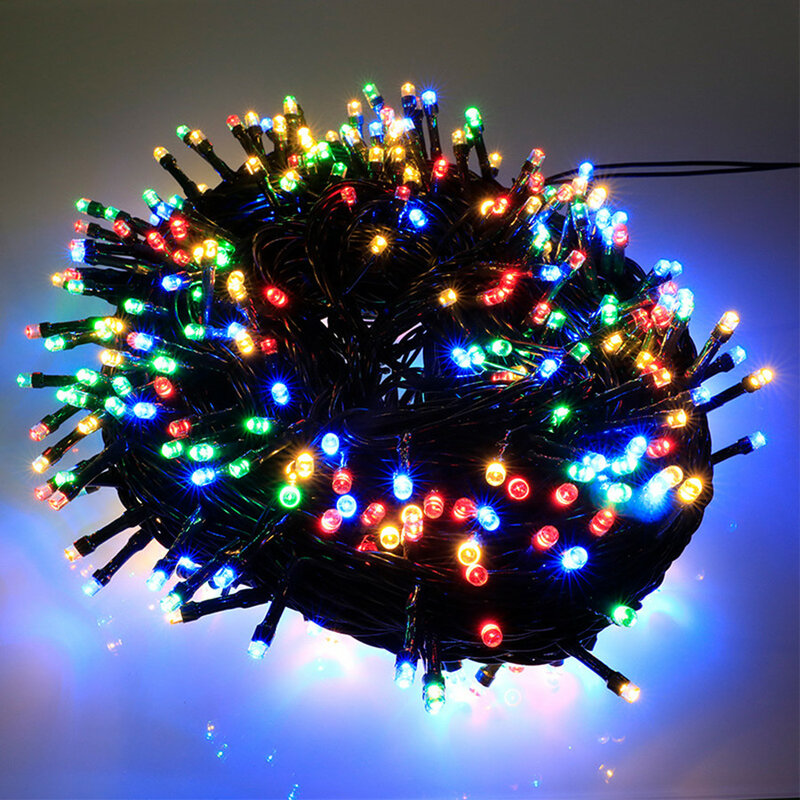 السوبر مشرق 20 متر 30 متر 50 متر LED سلسلة شجرة عيد الميلاد أضواء في الهواء الطلق 8 طرق أضواء الجنية مقاوم للماء جارلاند للحزب فناء ديكور