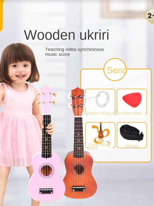 Zl Ukulele Beginner Small Guitar Toy Can Play Wooden Musical Instrument