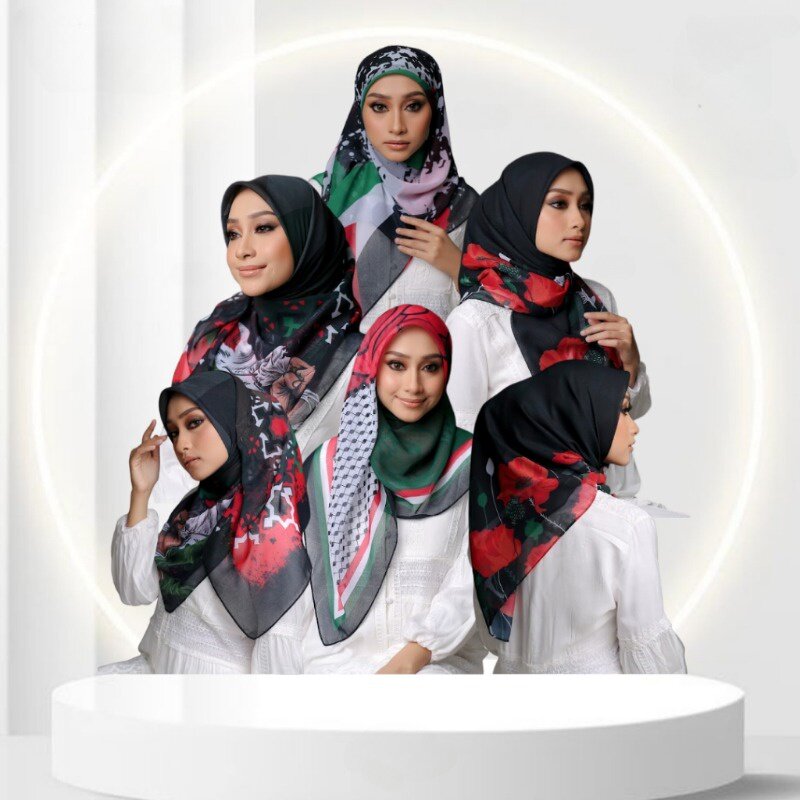 وشاح شيفون مطبوع للنساء ، شالات إسرائيل ، أوشحة كبيرة ، حجاب إسلامي ، أغطية ناعمة ، أوشحة كبيرة ، 110 × 110 سم