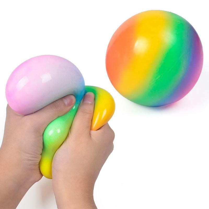 كرة مضادة للإجهاد بألوان قوس قزح للبالغين والأطفال ، لعبة حسية ، تخفيف التوتر والقلق