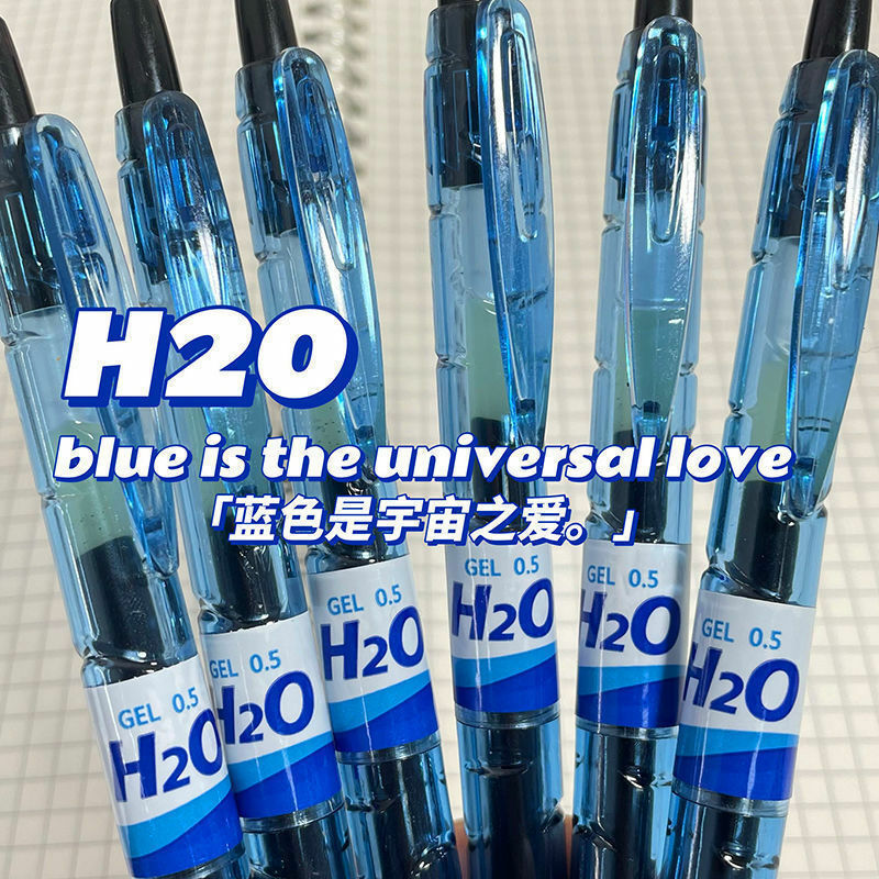 3 قطعة الصحافة شفافة هلام القلم مكتب اختبار الكتابة القلم مدرسة القرطاسية 0.5 مللي متر الحبر الأزرق قابل للسحب لطيف أقلام