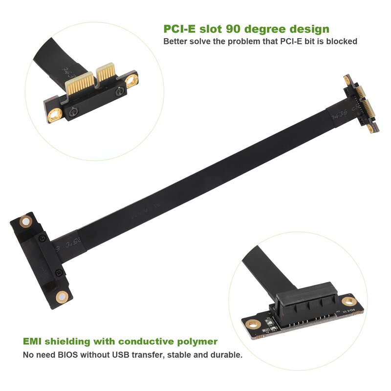 كابل مزدوج الناهض ل PCIE X1 ، 90 درجة الزاوية اليمنى ، 3.0 X1 إلى X1 التمديد ، 8Gbps ، PCI Express 1x بطاقة الناهض ، 20 سنتيمتر