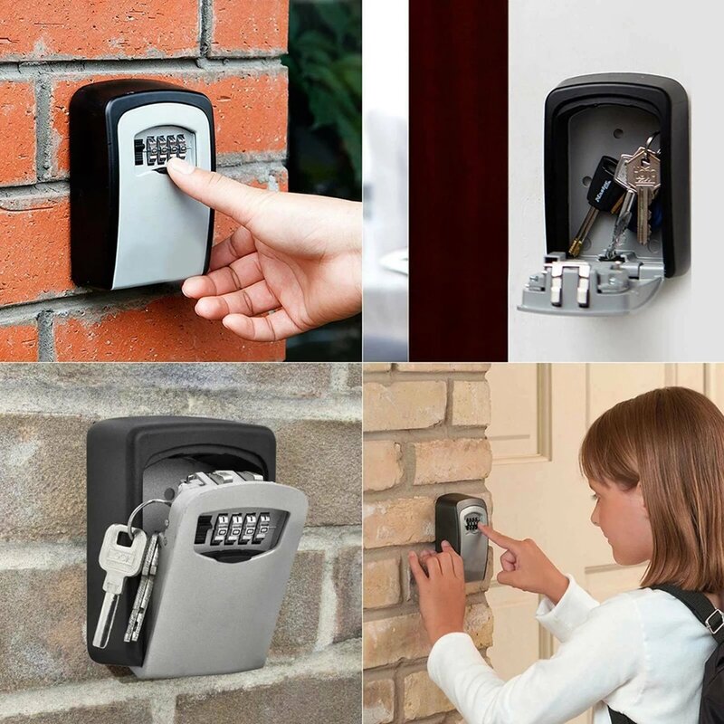 صندوق قفل مفاتيح مثبت على الحائط ، رمز كلمة مرور مكون من 4 أرقام ، قفل أمان ، بدون مفتاح للمنزل والمكتب ، منظم صندوق تخزين سري ، جديد