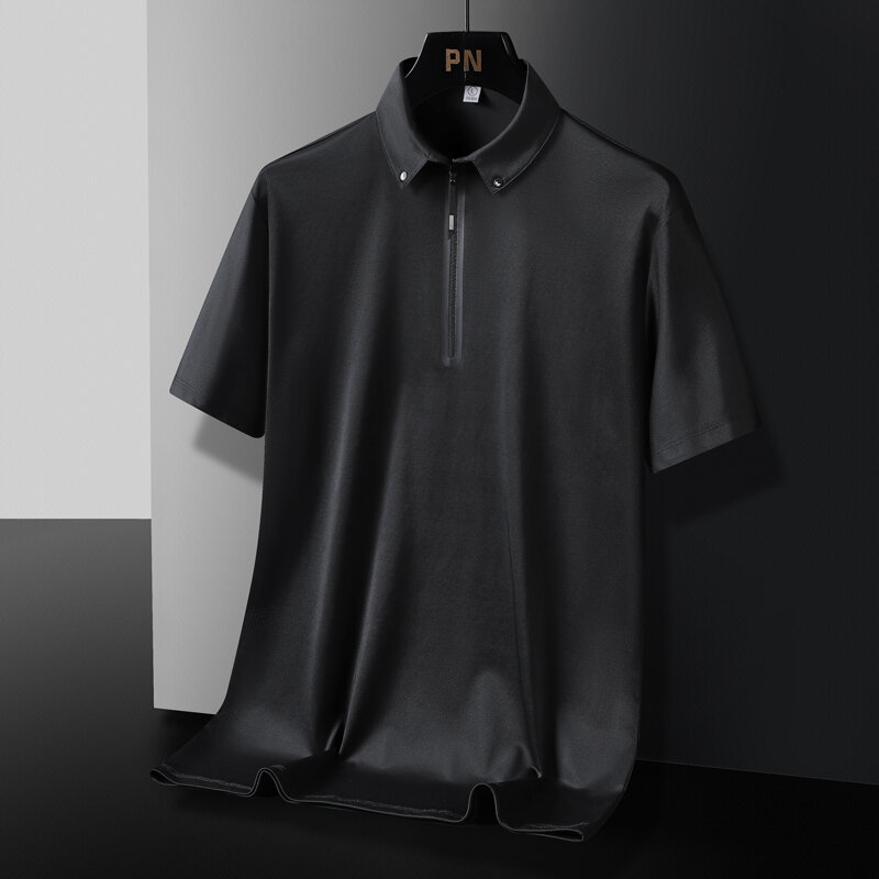 قمصان بولو كبيرة الحجم للرجال ، ملابس الشارع غير الرسمية ، الأسود والأبيض ، 5XL ، أزياء الصيف الرياضية ،