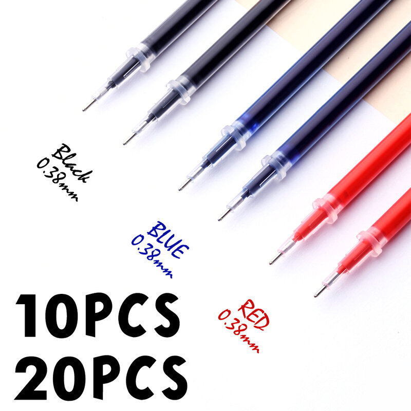 10-20pcs/bag Gel Pen Refill Office Signature Rods Red Blue Black Ink Refill Office School Stationery Writing Supplies 0.38mm