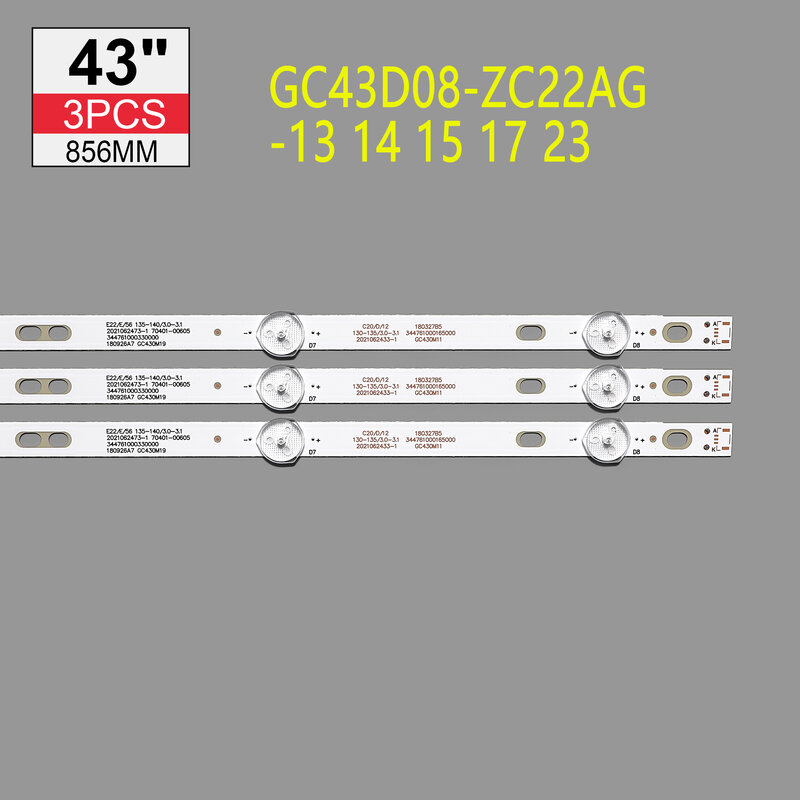 شريط LED لسامسونج ، GC43D08-ZC22AG-17 ، 303GC430044 ، Un43j5200af ، UN43N5300AF ، UE43J5272AU ، BOEI430WU1 ، UE43J5202 ، HV430FHD-NLA