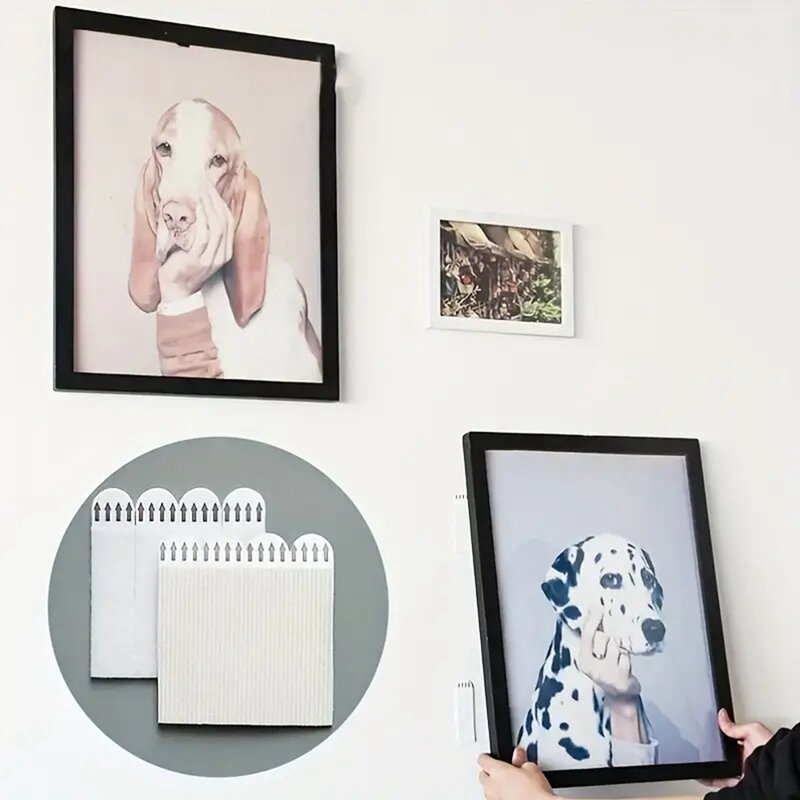 خطاف حائط بدون أثر لإطار الصورة ، جهاز تعليق فني خالي من الأظافر ، لاصق قابل للإزالة ، سهل الإزالة ، 4 أزواج